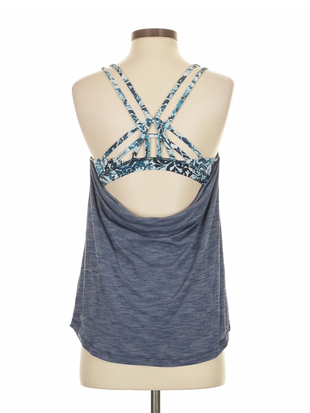 Lululemon Moment to Movement 2-In-1 Tank Gray Blue Floral Built-In Bra Size 6
